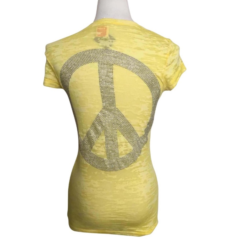 NWT E.VIL Peace Yellow Burnout T-Shirt